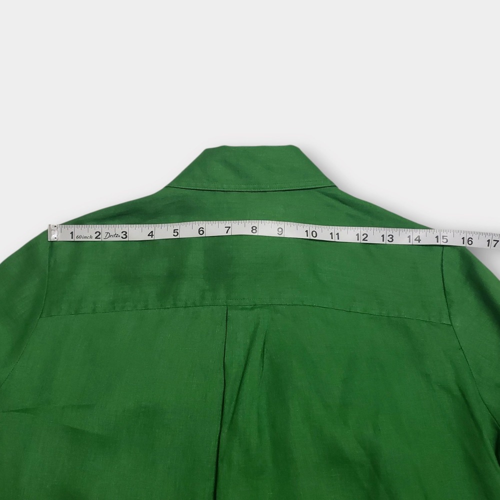 Boden Kelly Green 100% Linen Long Sleeve Button Down Shirt US 4P Petite - Picture 8 of 9